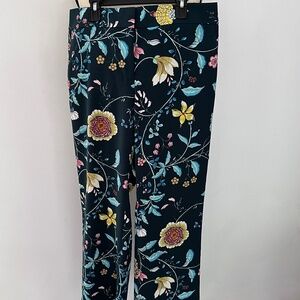 NWT Ann Taylor LOFT Women's Green Vine Floral Fluid Trouser Pants Size 8 Petite